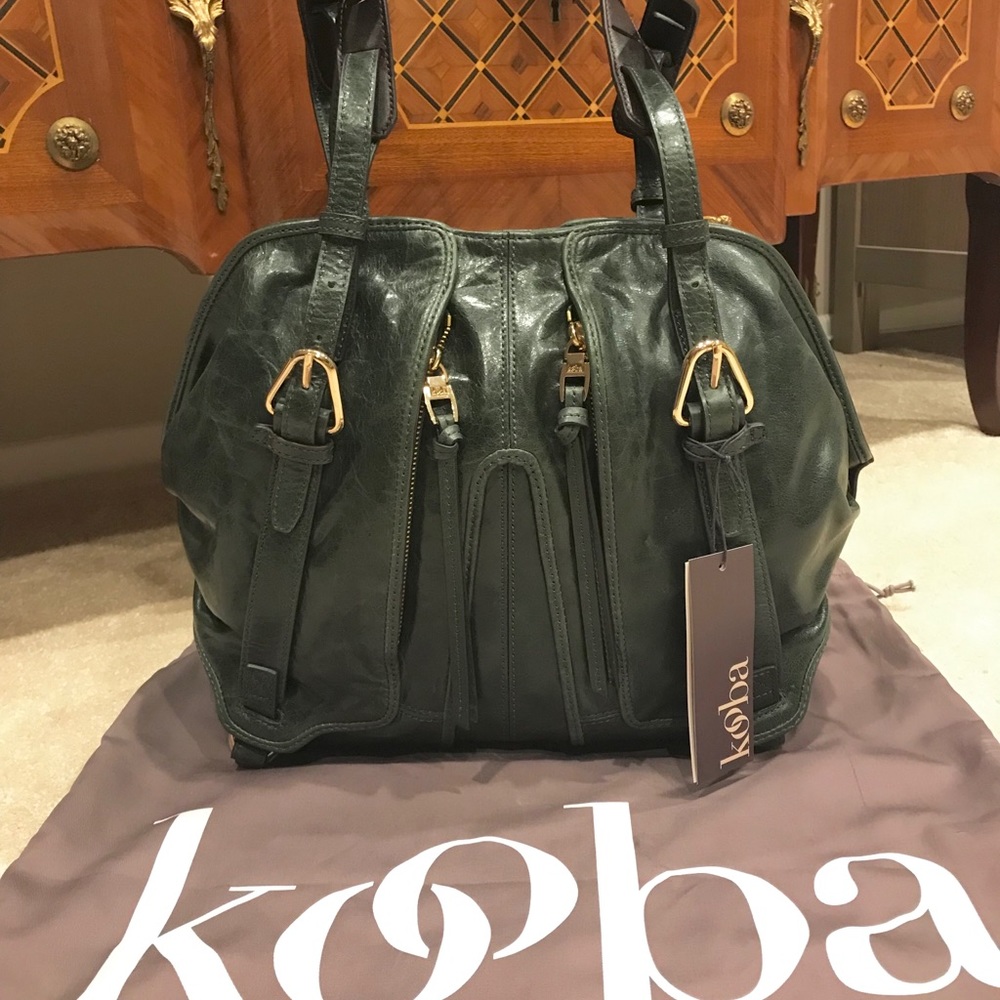 NWT Kooba Chris Satchel Petroleum Green